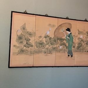 Antique Asian divider painting